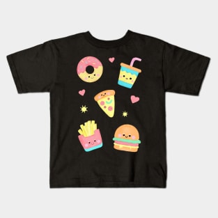 Cute Kawaii Fast Food - Adorable Sweet Food - Kawaii Art Kids T-Shirt